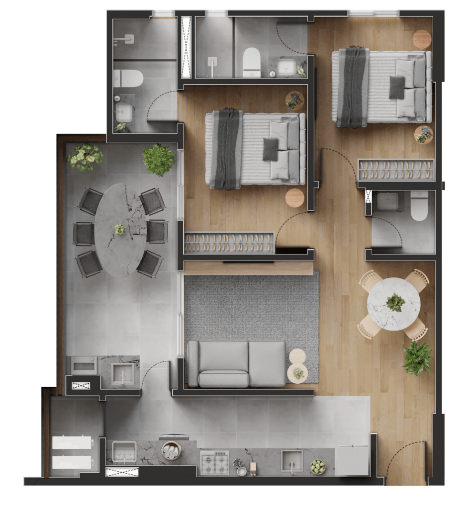 77,83 M² | 2 SUÍTES | 1 VAGAS | Final 2 MARINO T01