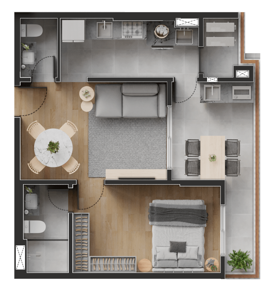 51,08 M² | 1 vaga | 1 suíte | Final 4 MARINO T02